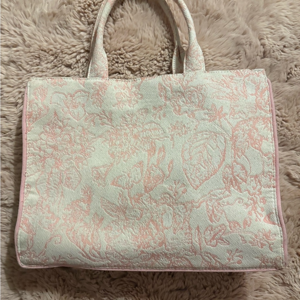 Antik Kraft Pink and Cream Floral Tote